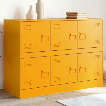 Credenza Giallo Senape 99x39x73 cm in Acciaio