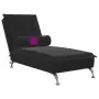 Chaise Longue Massaggi con Cuscino a Rullo Nero in Velluto