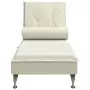 Chaise Longue Massaggi con Cuscino a Rullo Crema in Velluto