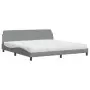 Letto con Materasso Grigio Chiaro 200x200 cm in Tessuto