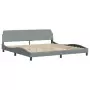 Letto con Materasso Grigio Chiaro 200x200 cm in Tessuto