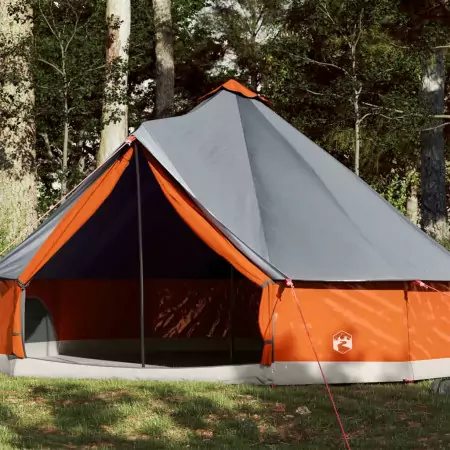 Tenda Familiare Tipi 8 Persone Grigia e Arancione Impermeabile