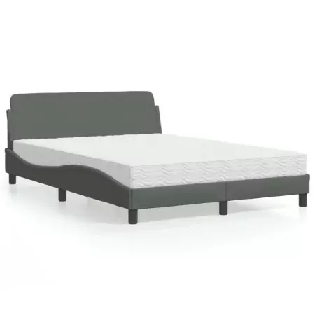 Letto con Materasso Grigio Scuro 140x190 cm Tessuto