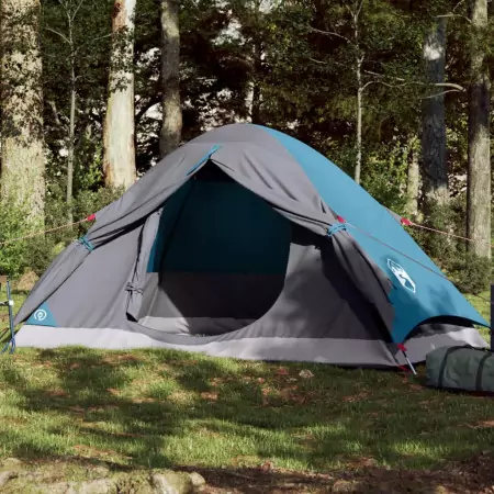 Tenda da Campeggio a Cupola per 2 Persone Blu Impermeabile