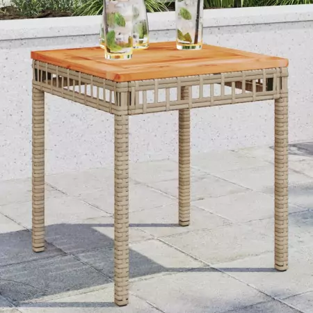 Tavolo Giardino Beige Misto 38x38x42 cm Polyrattan Legno Acacia