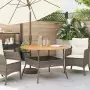 Tavolo Giardino Piano Legno Acacia Grigio Ø110x71 cm Polyrattan