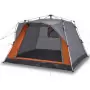 Tenda Campeggio Cabina 4 Pers. Grigio Arancione Rilascio Rapido