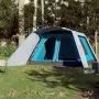 Tenda Familiare con Portico 9 Persone Blu a Rilascio Rapido