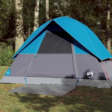 Tenda da Campeggio a Cupola per 3 Persone Blu Impermeabile