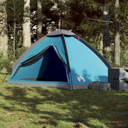 Tenda da Campeggio a Cupola per 4 Persone Blu Impermeabile