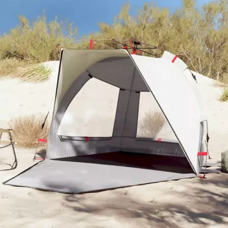 Tenda da Spiaggia 2 Persone Grigio Rilascio Rapido Impermeabile