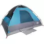 Tenda da Campeggio a Cupola per 4 Persone Blu Impermeabile