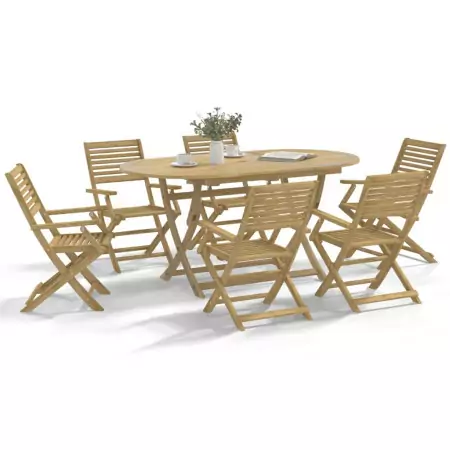 Sedie Giardino Pieghevoli 8pz 54,5x61,5x86,5 cm Massello Acacia