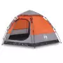 Tenda Campeggio Cabina 4 Pers. Grigio Arancione Rilascio Rapido