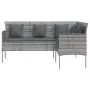 Set Divano a L con Cuscini 5 pz Grigio in Polyrattan