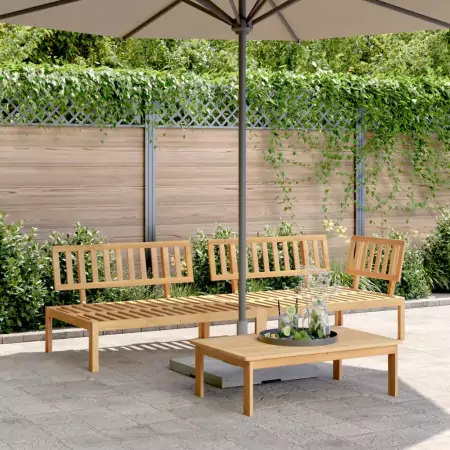 Set Divano Pallet da Giardino 3 pz in Legno Massello di Acacia