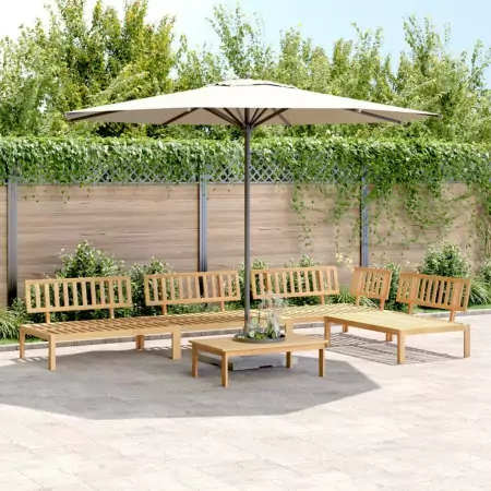 Set Divano Pallet da Giardino 5 pz in Legno Massello di Acacia