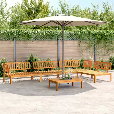 Set Divano Pallet da Giardino 5 pz in Legno Massello di Acacia