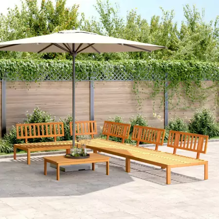 Set Divano Pallet da Giardino 5 pz in Legno Massello di Acacia