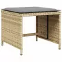 Set Pranzo da Giardino 9 pz con Cuscini Beige Misto Polyrattan