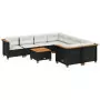 Set Divani da Giardino 9 pz con Cuscini Nero in Polyrattan