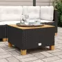 Tavolo da Giardino Nero 55x55x36cm in Polyrattan e Legno Acacia