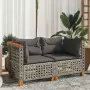 Divani Angolari da Giardino con Cuscini 2pz Polyrattan Grigio