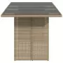 Tavolo da Giardino Piano in Vetro Beige 190x80x75 cm Polyrattan