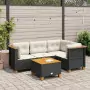 Set Divani da Giardino 5 pz con Cuscini in Polyrattan Nero