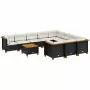 Set Divani da Giardino 11 pz con Cuscini in Polyrattan Nero