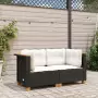 Divani Angolari da Giardino con Cuscini 2pz in Polyrattan Nero