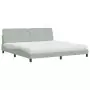 Letto con Materasso Grigio Chiaro 200x200cm Velluto