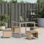 Sgabelli Giardino Cuscini 4pz Beige Misto 40x40x35cm Polyrattan