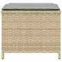 Sgabelli Giardino Cuscini 4pz Beige Misto 40x40x35cm Polyrattan