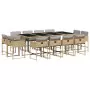 Set Pranzo da Giardino 13 pz con Cuscini Beige Misto Polyrattan