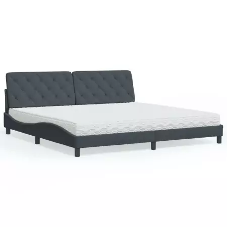 Letto con Materasso Grigio Scuro 200x200 cm Velluto