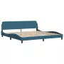 Letto con Materasso Blu 200x200 cm Velluto