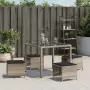 Sgabelli Giardino Cuscini 4pz Grigio Chiaro 40x40x35 Polyrattan