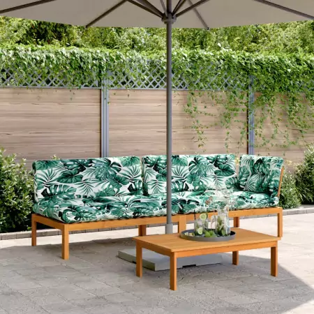 Set Divano Pallet Giardino 3pz con Cuscini Massello Acacia