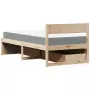 Letto con Cassetti e Materasso 100x200 cm Legno Massello Pino