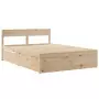 Letto con Cassetti e Materasso 140x190 cm Legno Massello Pino