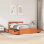 Letto Cassetti e Materasso Marrone Cera 140x190cm Massello Pino