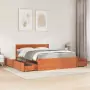 Letto Cassetti e Materasso Cera 160x200cm Legno Massello Pino