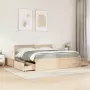 Letto con Cassetti e Materasso 180x200 cm Legno Massello Pino