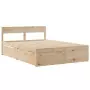 Letto con Cassetti e Materasso 120x200 cm Legno Massello Pino