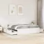 Letto Cassetti e Materasso Bianco 200x200cm Legno Massello Pino