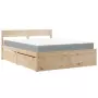 Letto con Cassetti e Materasso 140x200 cm Legno Massello Pino