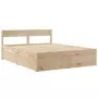 Letto con Cassetti e Materasso 140x200 cm Legno Massello Pino