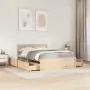 Letto con Cassetti e Materasso 120x190 cm Legno Massello Pino