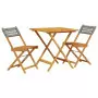 Set da Bistrot 3 pz Grigio in Polyrattan e Legno Massello